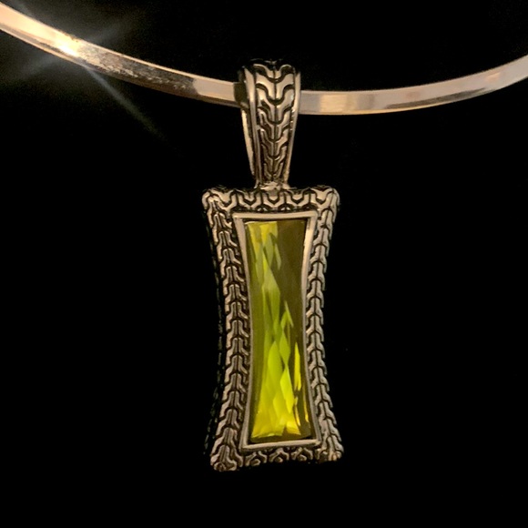 Lia Sophia Jewelry - Lia Sophia pendant, sterling sliver with green stone inset